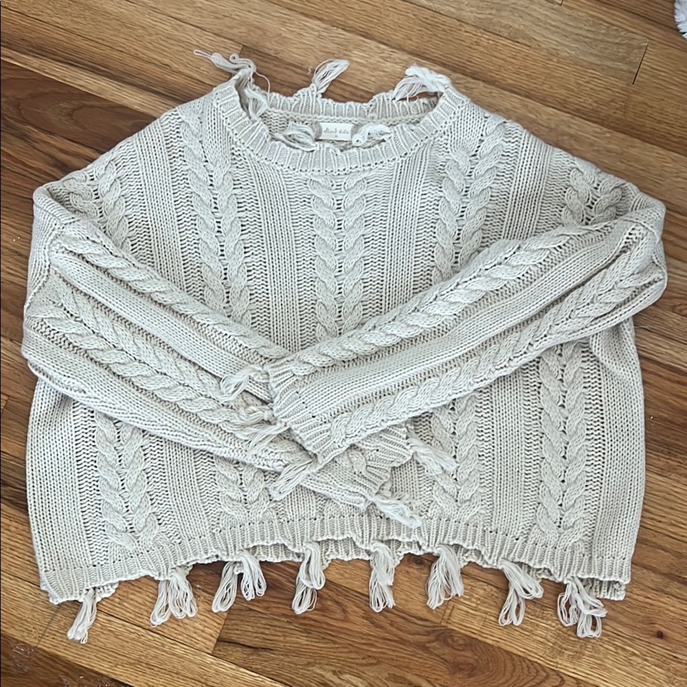 Women's Cream Cable Knit Sweater